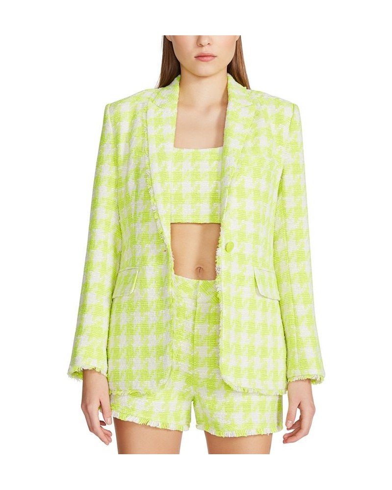 Women's Harlow Houndstooth Tweed Blazer Acid Lime Houndstooth $54.21 Jackets