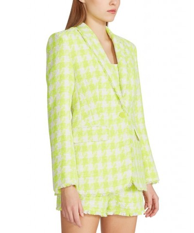 Women's Harlow Houndstooth Tweed Blazer Acid Lime Houndstooth $54.21 Jackets