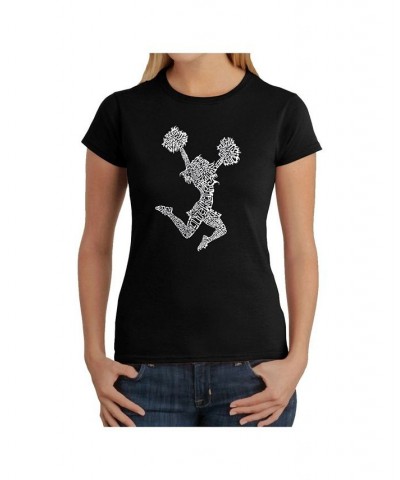 Women's Word Art T-Shirt - Cheer Black $18.36 Tops