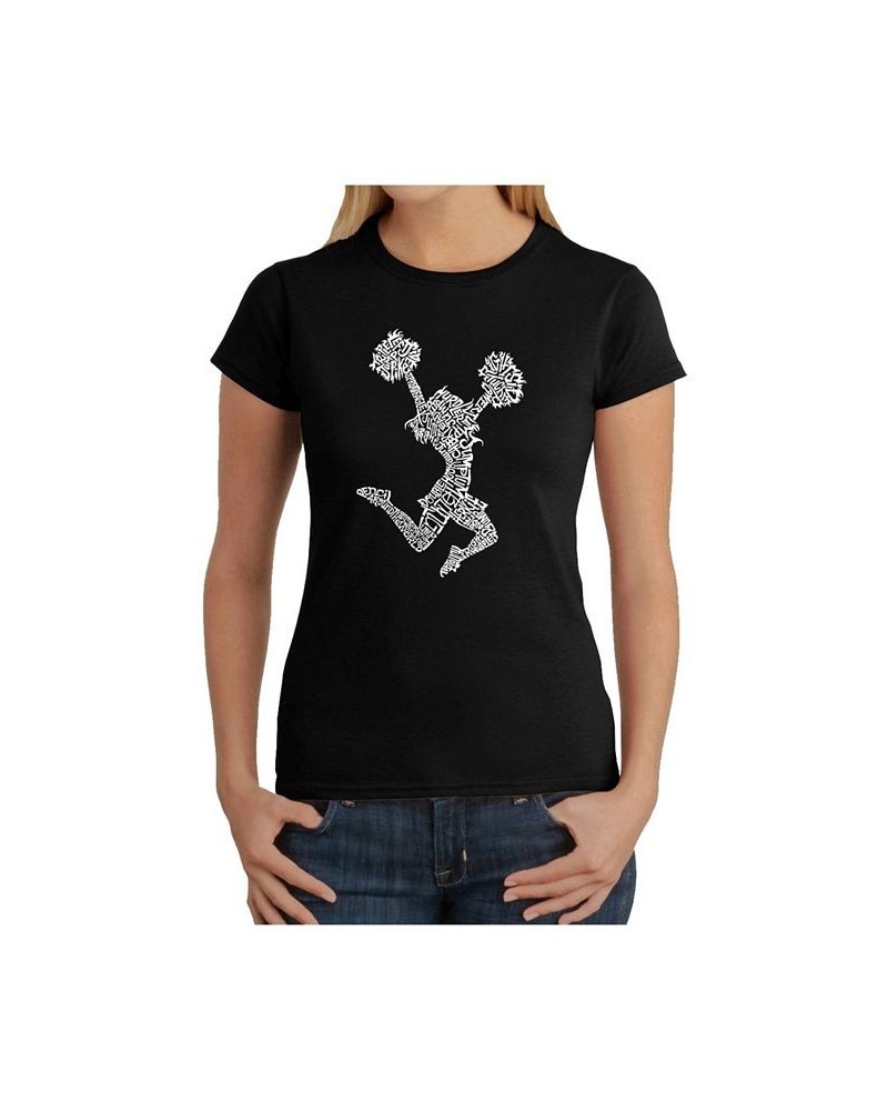 Women's Word Art T-Shirt - Cheer Black $18.36 Tops