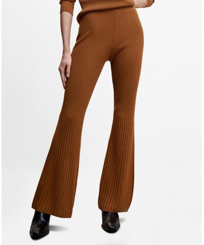Women's Flared Knitted Pants Tobacco Brown $33.60 Pants
