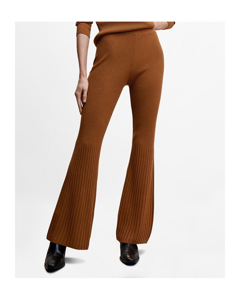 Women's Flared Knitted Pants Tobacco Brown $33.60 Pants