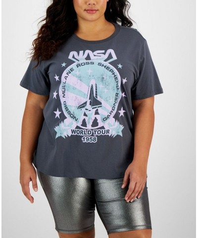 Trendy Plus Size Short-Sleeve NASA T-Shirt Gray $13.79 Tops
