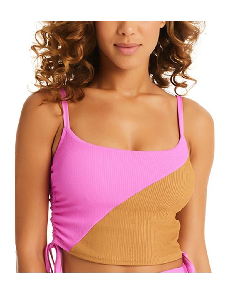 Women's Balancing Act Croped Tankini Top & Balancing Act High Waist Bikini Bottoms Pink Aura + Maple $40.05 Swimsuits