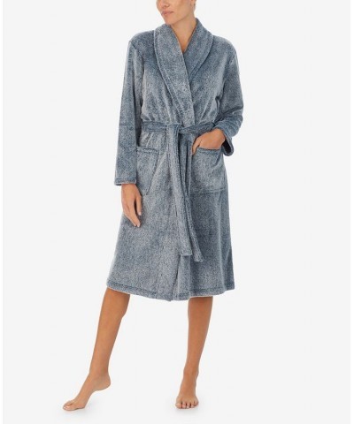 Women's Shawl Collar Long Robe Blue $39.56 Sleepwear
