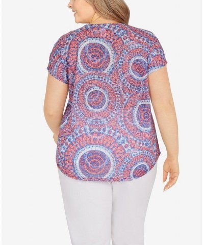 Plus Size Embellished Kaleidoscope Top Red Multi $21.09 Tops