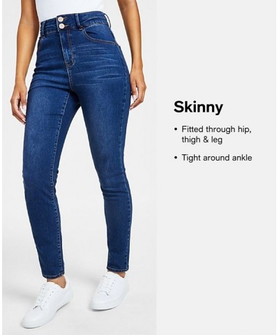 Women's High-Rise Lace-Up Hem Skinny Jeans Dark Indigo $30.58 Jeans