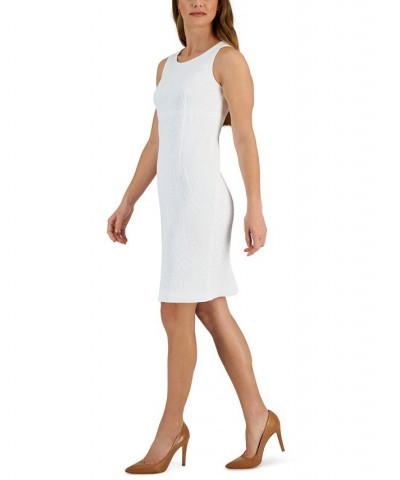 Petite Sleeveless Crew-Neck Jacquard Sheath Dress Lily White $34.80 Dresses