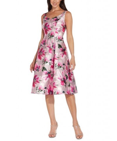 Petite Notched-Neck Mikado Dress Taupe/pink $80.55 Dresses