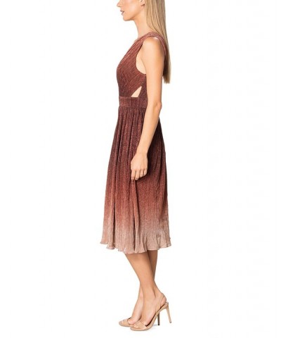 Women's Ellery Crinkle-Texture Ombré Dress Burgundy Multi $58.96 Dresses