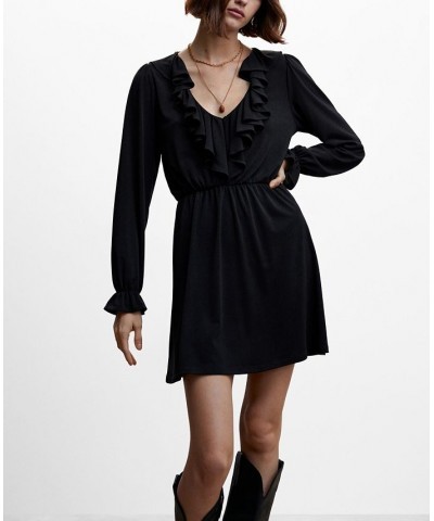 Women's Short Ruffled Dress Black $31.79 Dresses