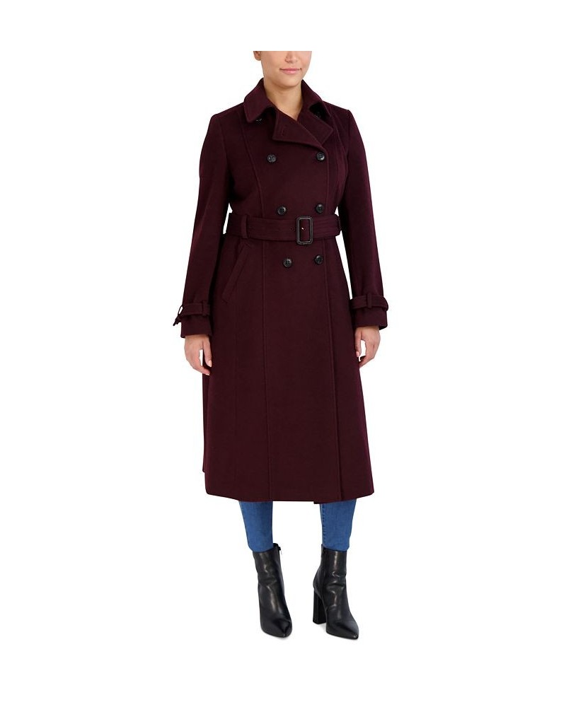 Women's Double-Breasted Belted Trench Coat Red $101.50 Coats