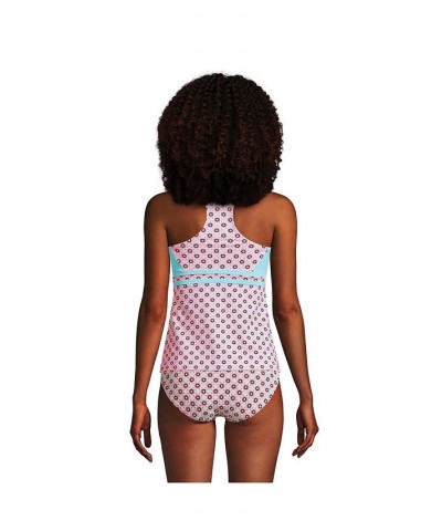 Women's Chlorine Resistant Zip Front Tankini Swimsuit Top Wood lily/aqua medallion mix $41.83 Swimsuits