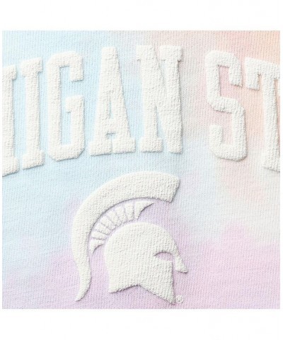 Women's Pink White Michigan State Spartans Tie-Dye Cropped Pullover Hoodie Pink, White $40.80 Sweatshirts
