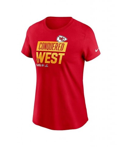 Women's Red Kansas City Chiefs 2022 AFC West Division Champions Locker Room Trophy Collection T-shirt Red $26.99 Tops