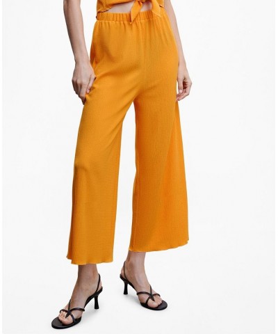 Women's Textured Flowy Pants Orange $24.50 Pants