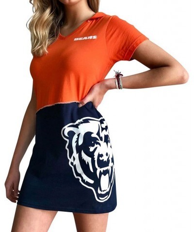 Women's Orange Navy Chicago Bears Hooded Mini Dress Orange $39.95 Dresses