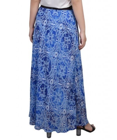Plus Size Chiffon Maxi Skirt Blue $13.44 Skirts