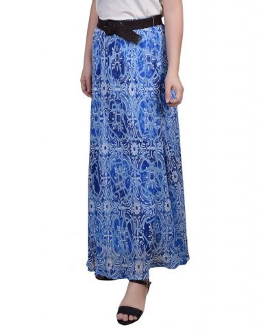 Plus Size Chiffon Maxi Skirt Blue $13.44 Skirts