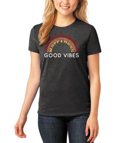 Women's Word Art Good Vibes T-Shirt Black $19.60 Tops
