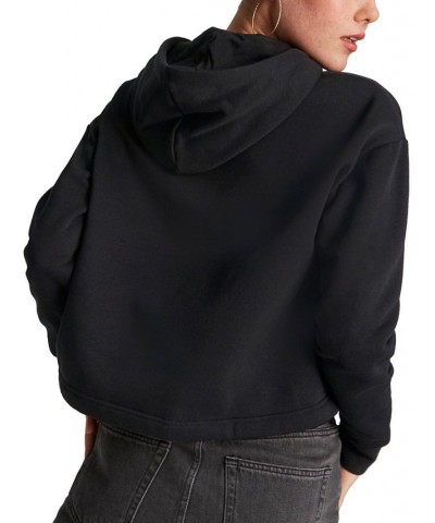 Women's Power Tape Boxy Drawstring Hoodie Black $16.17 Sweatshirts