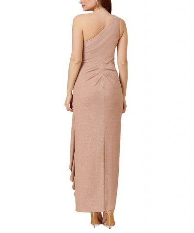 Women's Metallic One-Shoulder Bow Gown Ginger $81.51 Dresses