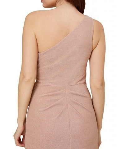 Women's Metallic One-Shoulder Bow Gown Ginger $81.51 Dresses