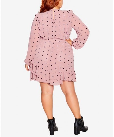 Trendy Plus Size Sabrina Dress Pink Polka Dot $51.43 Dresses