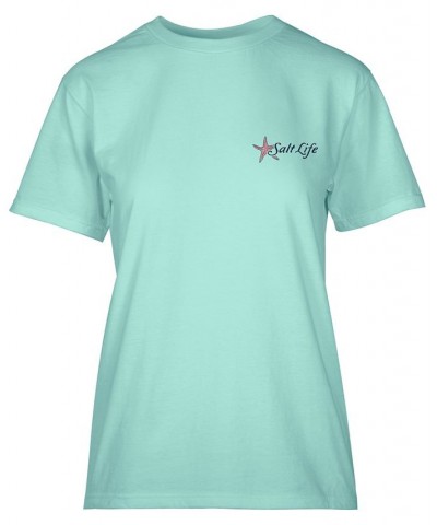Unisex Turtle Flow Cotton Graphic T-Shirt Aruba Blue $17.68 Tops