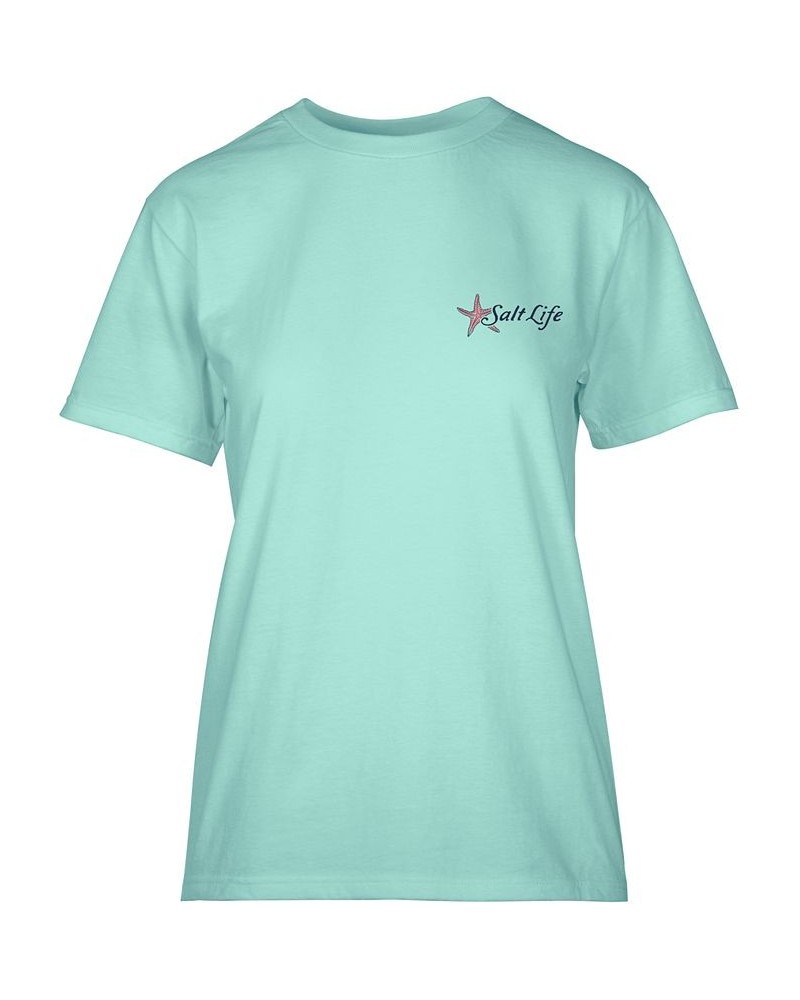 Unisex Turtle Flow Cotton Graphic T-Shirt Aruba Blue $17.68 Tops