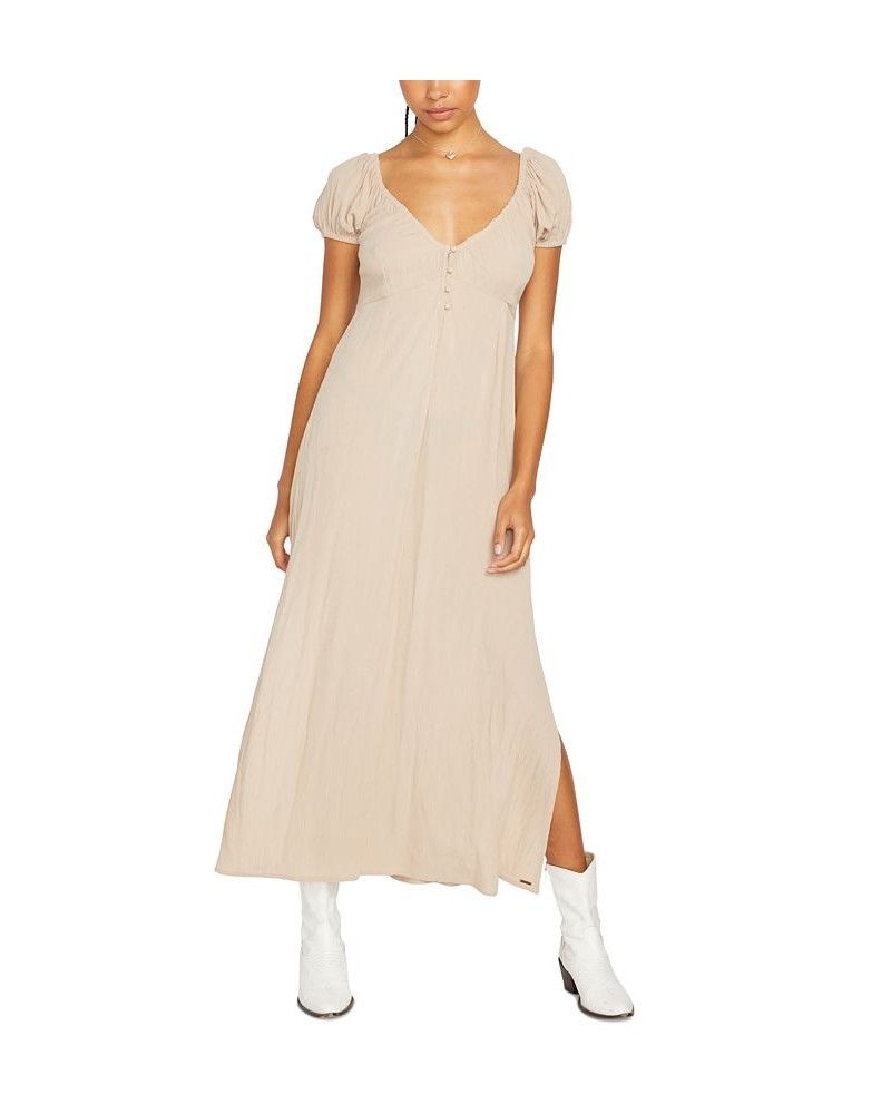 Juniors' Moonblast Cap-Sleeve Maxi Dress Taupe $27.13 Dresses