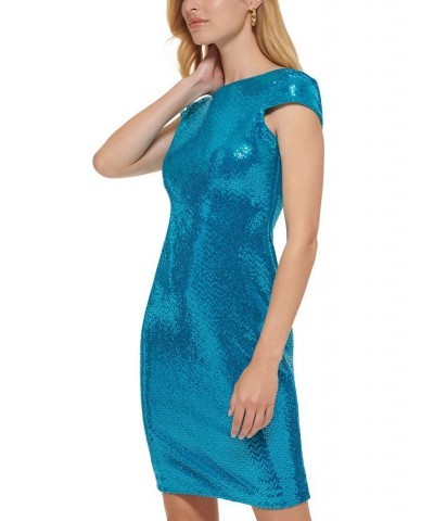 Women's Embellished Sheath Dress Lagoon $97.99 Dresses
