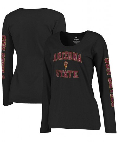 Women's Black Arizona State Sun Devils Arch Over Logo Scoop Neck Long Sleeve T-shirt Black $14.00 Tops