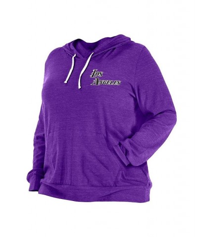 Women's Purple Los Angeles Lakers Plus Size 2022/23 City Edition Bi-Blend Long Sleeve Hoodie T-shirt Purple $29.90 Tops