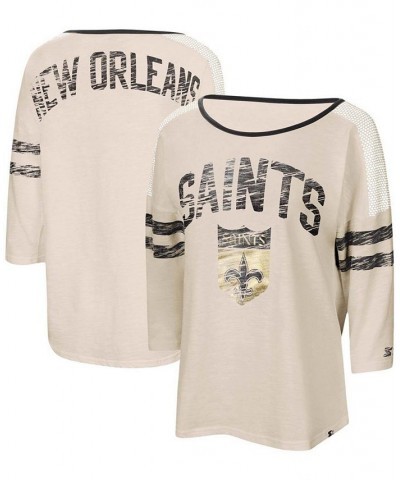 Women's White Black New Orleans Saints Highlight Scoop Neck 3/4 Sleeve T-shirt White, Black $28.49 Tops