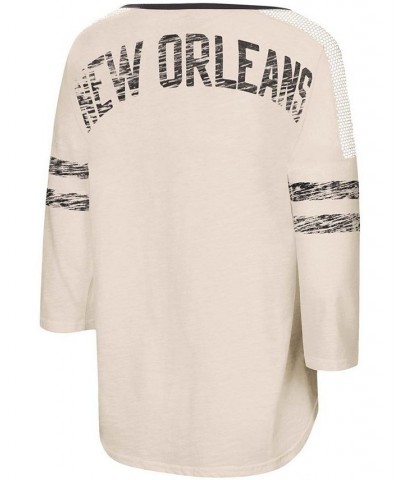 Women's White Black New Orleans Saints Highlight Scoop Neck 3/4 Sleeve T-shirt White, Black $28.49 Tops