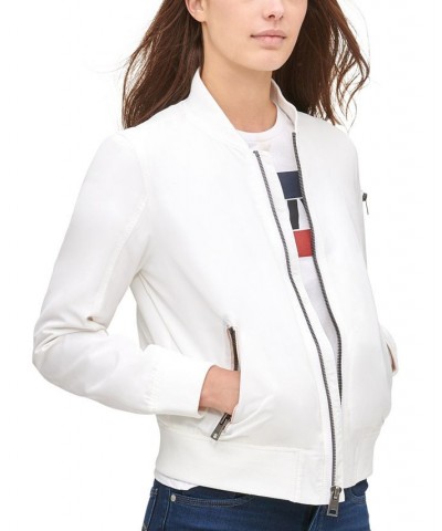 Trendy Plus Size Melanie Bomber Jacket White $47.00 Jackets