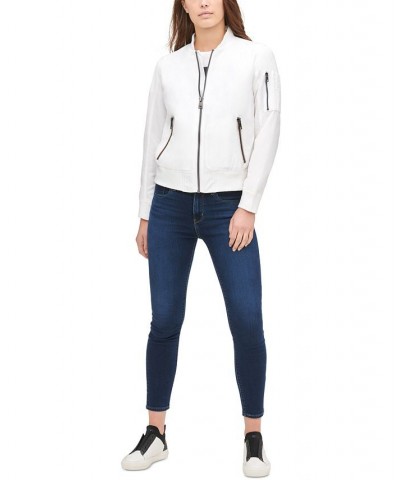Trendy Plus Size Melanie Bomber Jacket White $47.00 Jackets