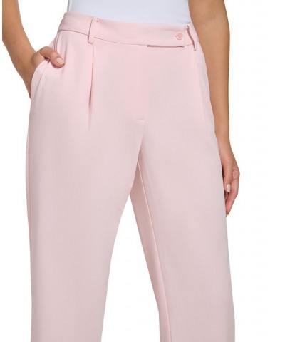 Women's Solid Extended-Tab Pleat-Front Wide-Leg Pants Rose Quartz $30.08 Pants