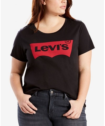 Trendy Plus Size Batwing Perfect Graphic Logo T-Shirt Black $15.75 Tops