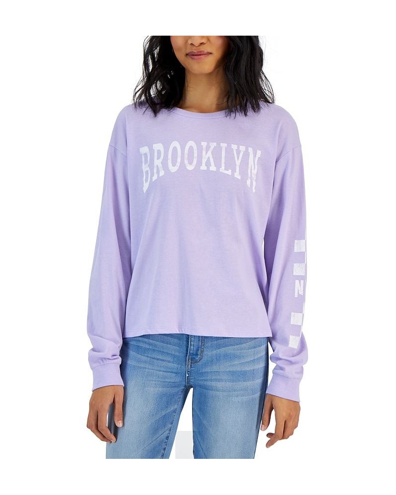 Juniors' Brooklyn Long-Sleeve Tee Purple $10.75 Tops