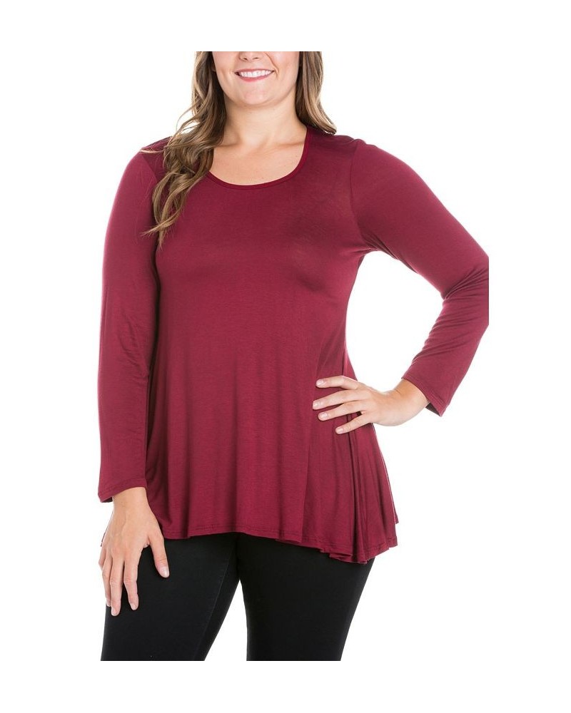 Women's Plus Size Poised Swing Tunic Top Wine $32.83 Tops