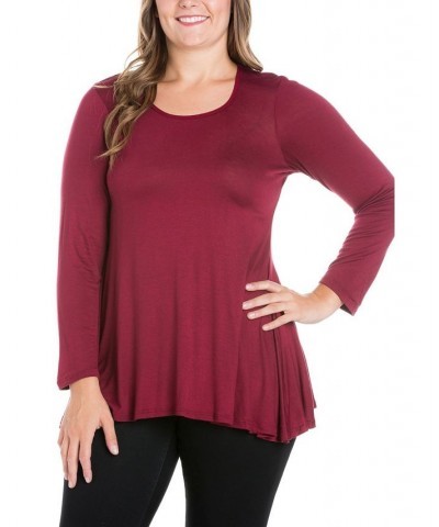 Women's Plus Size Poised Swing Tunic Top Wine $32.83 Tops