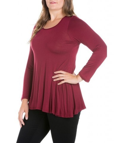 Women's Plus Size Poised Swing Tunic Top Wine $32.83 Tops