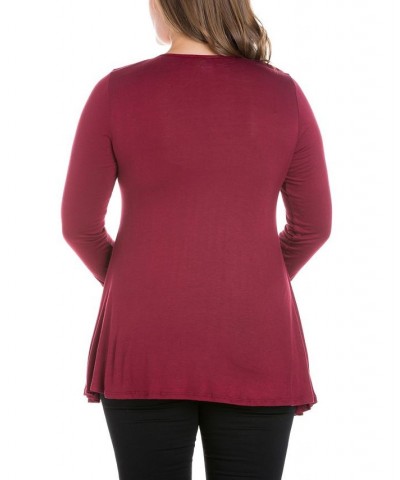 Women's Plus Size Poised Swing Tunic Top Wine $32.83 Tops