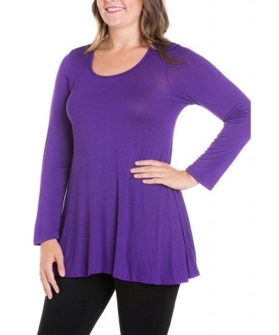 Women's Plus Size Poised Swing Tunic Top Wine $32.83 Tops