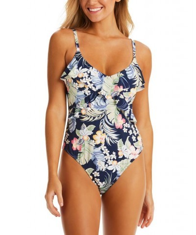 Women's Stranded In Paradise Ruffled Swimsuit Multi $57.60 Swimsuits