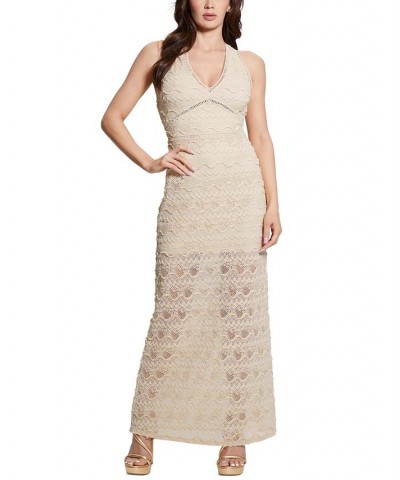 Women's Liza Embroidered Sleeveless Maxi Dress Tan/Beige $73.32 Dresses