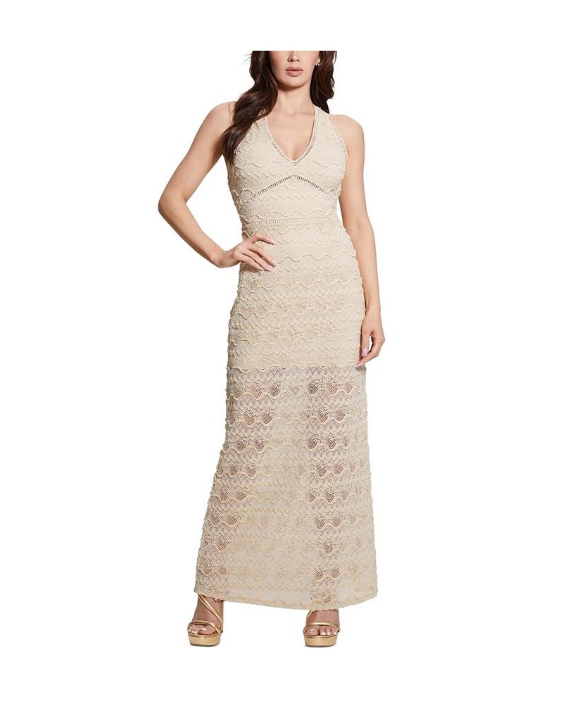 Women's Liza Embroidered Sleeveless Maxi Dress Tan/Beige $73.32 Dresses