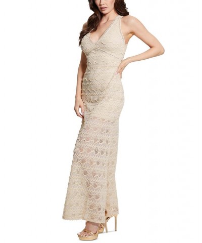 Women's Liza Embroidered Sleeveless Maxi Dress Tan/Beige $73.32 Dresses